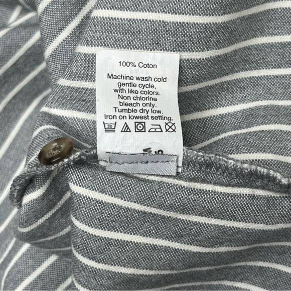 Madewell NWOT NWOT Grey and White Striped Westward Flannel Size X-Small - Picture 16 of 16